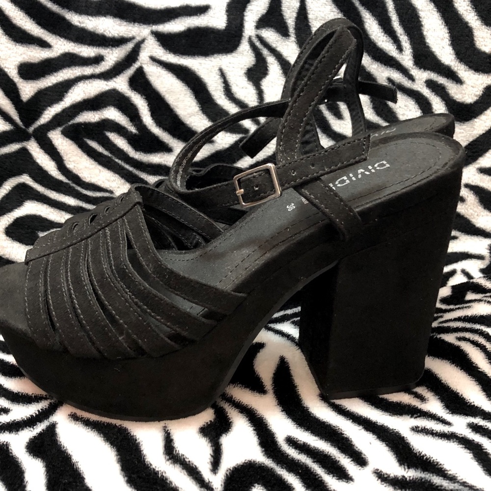 H&M open toe sling back platform heel